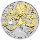 Moneda argint Lunar Dragon 1oz aurit cu cutie