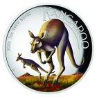 Kangaroo 1 oz argint High Relief Coloured Edition
