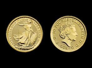 Moneda de aur Britannia 1/10 oz