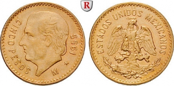 Moneda de aur 5 Pesos - la comanda