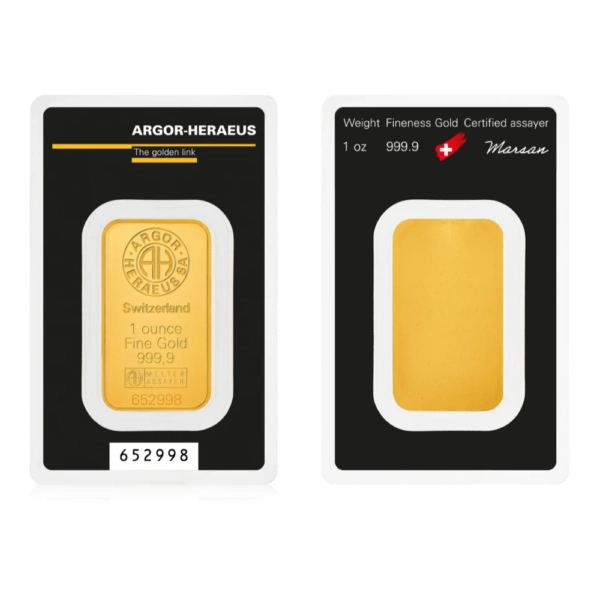 1 uncie Lingou de Aur Argor Heraeus