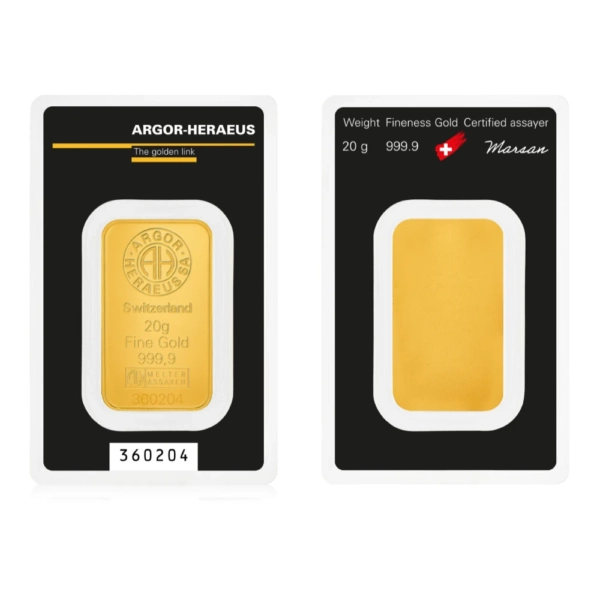 20 g Lingou de Aur Argor Heraeus