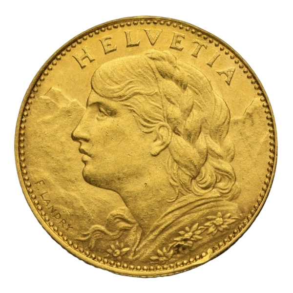Moneda de Aur 10 Franci Elvetia Vreneli