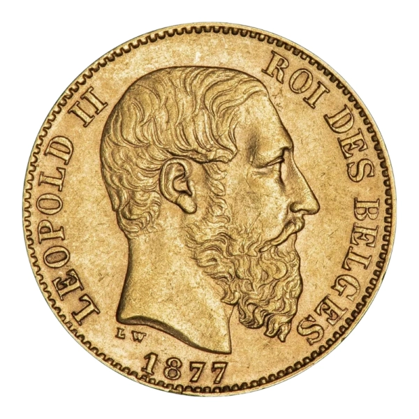 Moneda de Aur 20 Franci Belgia Leopold II
