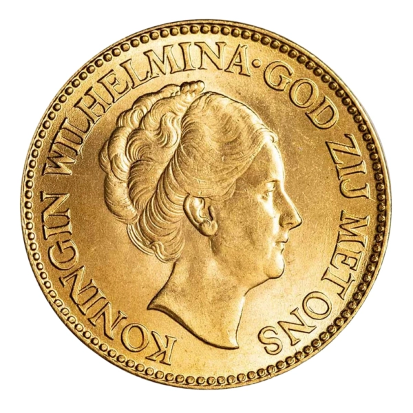 Moneda de Aur 10 Gulden Olandez Regina Wilhelmina