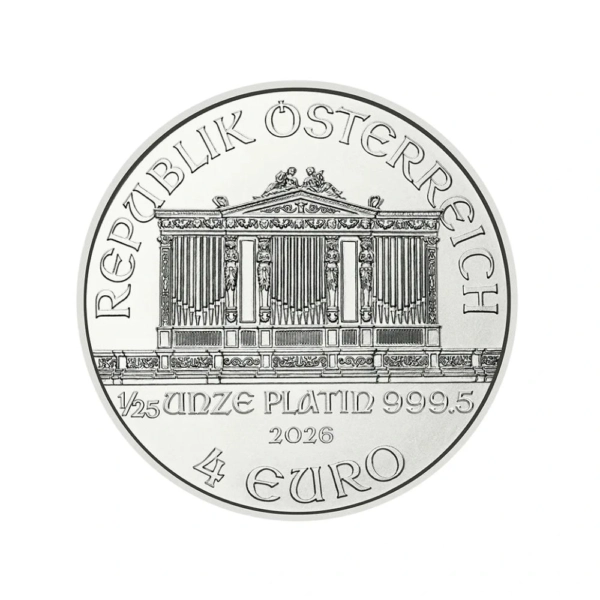 1/25 uncie Moneda de Platina Philharmoniker