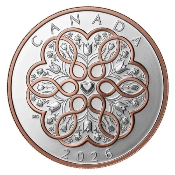 1 uncie Moneda de Argint cu Aur Roz Celebrate Love 2026