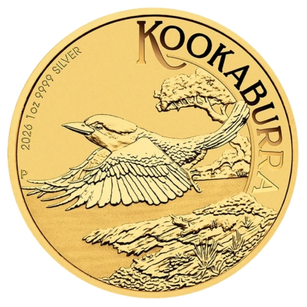 1 oz Moneda din argint aurit „Kookaburra – Perth Coin Show Special” 2026